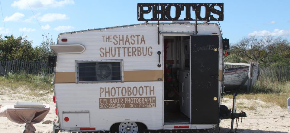 Shasta Shutterbug Photobooth featured at a beach wedding on Dewey Beach. 