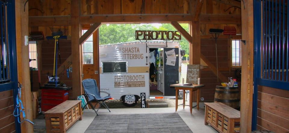 Shasta Shutterbug Photobooth featured at an outdoor barn wedding in Snow Hill, Maryland.